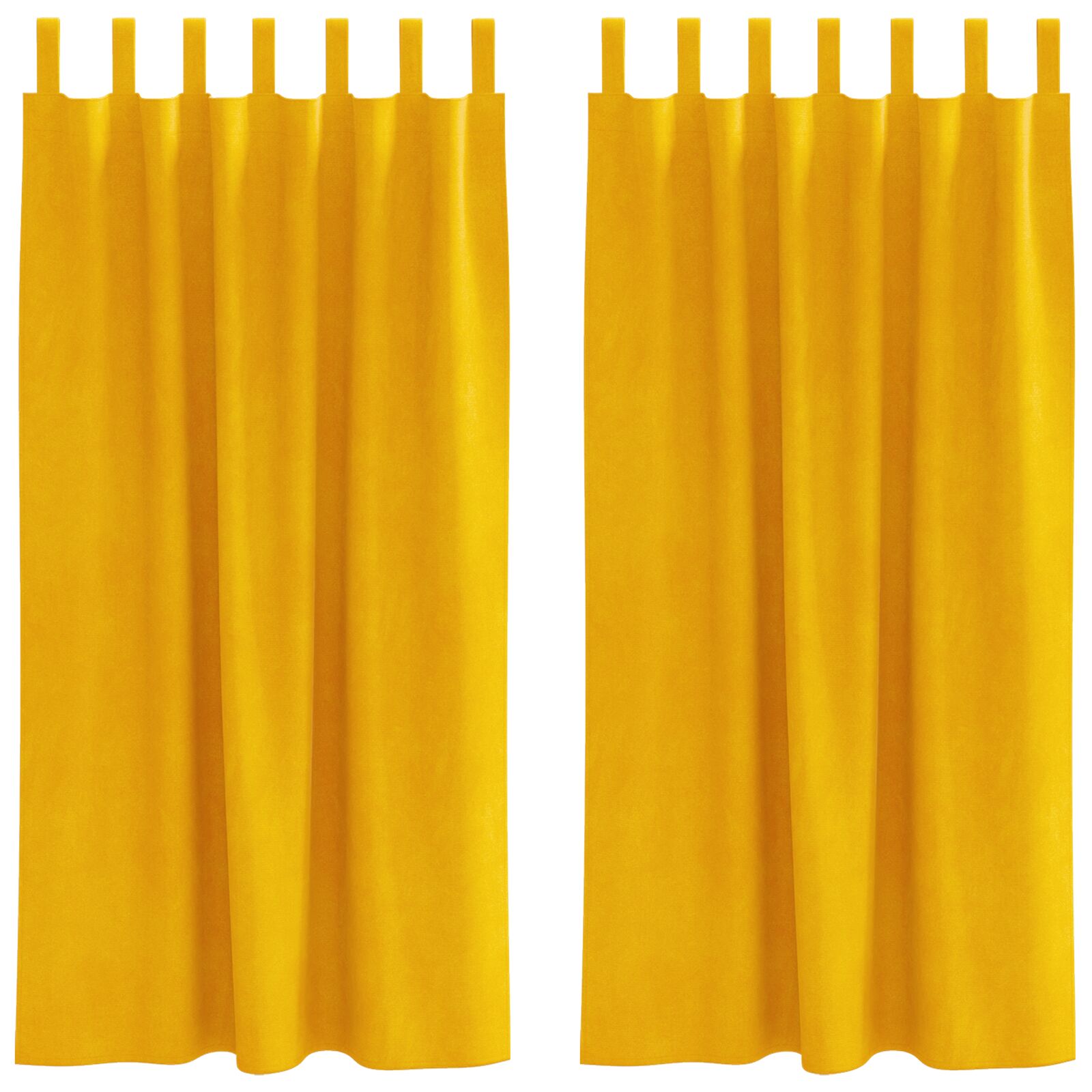 Blackout Curtains with Hanging Ties 2 pcs Mustard Yellow Velvet V3709 Vetonek