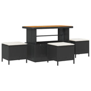 4-Piece Garden Dining Set with Black Polyrattan and Acacia Cushions V0247 Vetonek