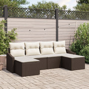 6 Piece Garden Dining Set with Cushions Brown Polyester Rattan V7687 Vetonek