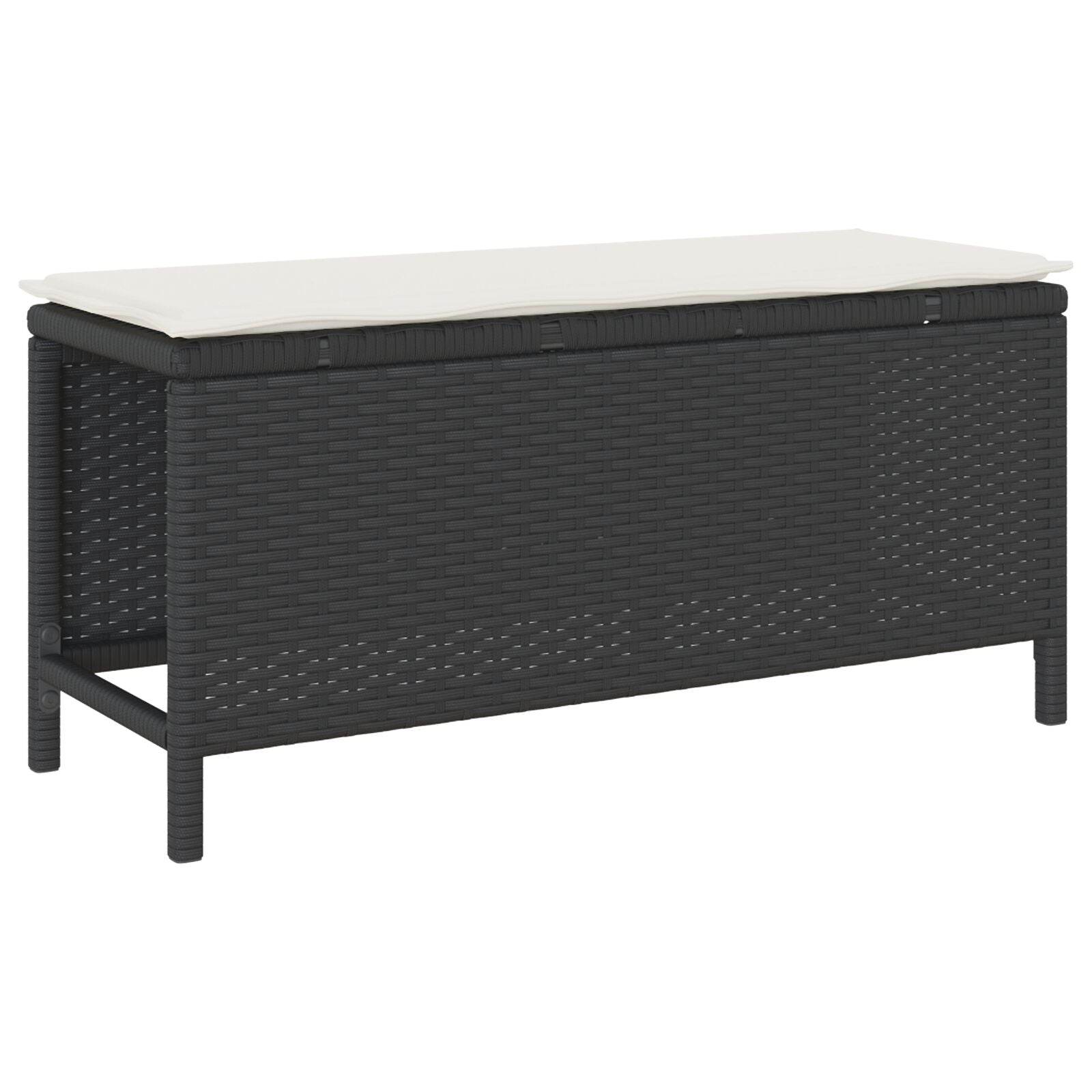 Conjunto de Comedor de Jardín de 3 Piezas con Cojines Negros de Poliratán y Acacia V0094 Vetonek