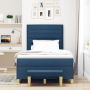 Cama con base de muelles  con colchón y banco azul 120x190 cm tela V2585 Vetonek