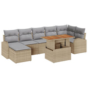 8-Piece Garden Dining Set with Beige Cushions Polyacacia Rattan V7296 Vetonek