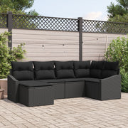 6 Piece Garden Dining Set with Cushions Black Polyrattan V7335 Vetonek