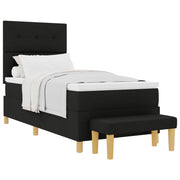 Box Spring bed with mattress and black bench 90x190 cm fabric V3100 Vetonek