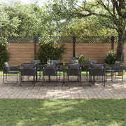 Set da pranzo da giardino 13 pezzi con cuscini in acciaio e rattan sintetico V1705 Vetonek