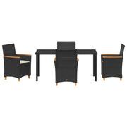 Set de Comedor de Jardín  de 5 Piezas con Cojines Negro Poliratán V0091 Vetonek