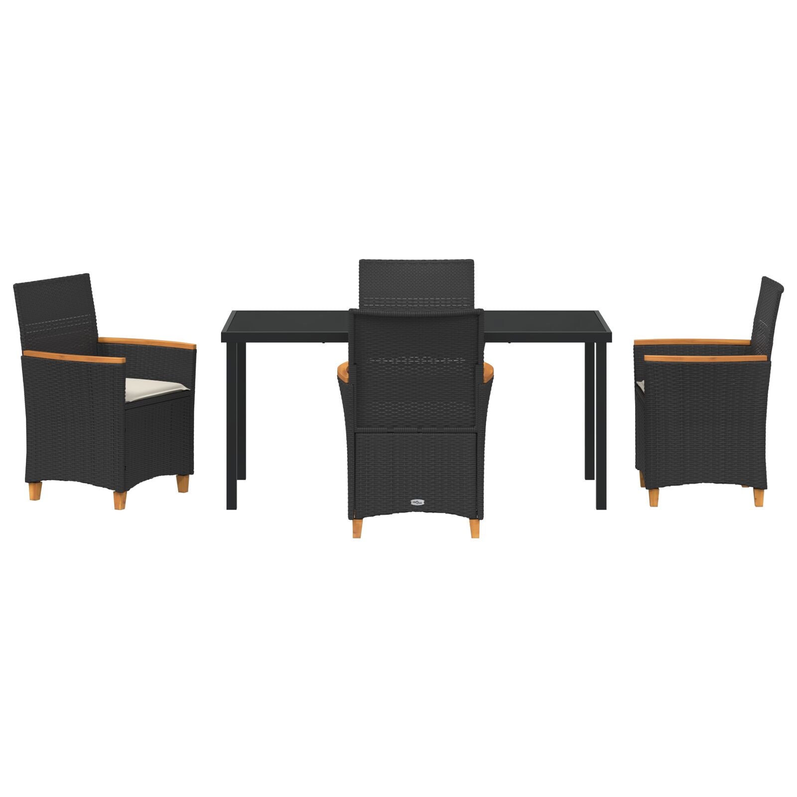 Set de Comedor de Jardín  de 5 Piezas con Cojines Negro Poliratán V0091 Vetonek