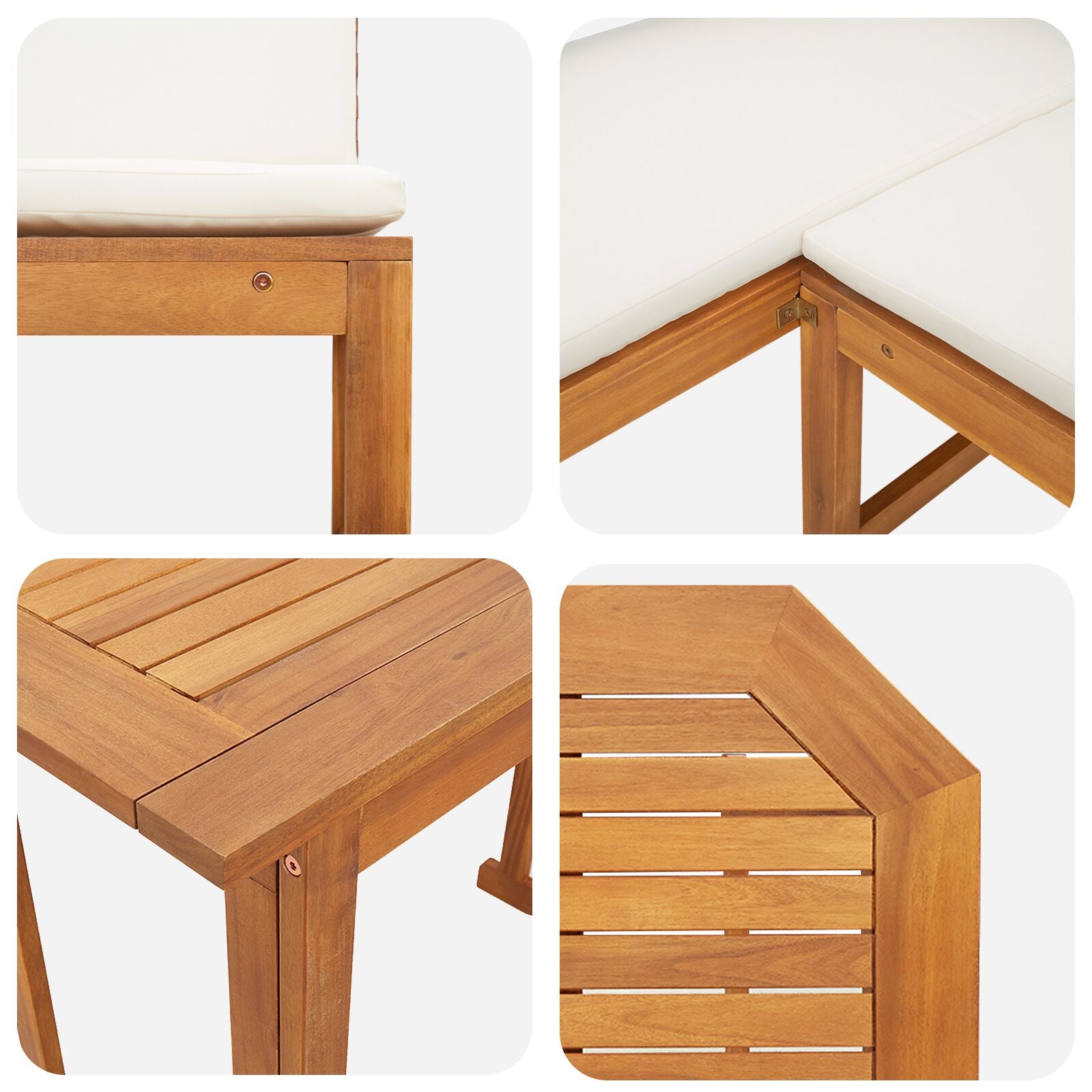 4 Piece Garden Dining Set with Cushions - Solid Acacia Wood V2133 Vetonek