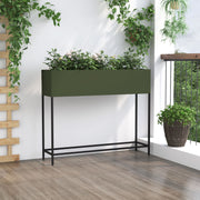 Jardinera Elevada 100x26x82 cm Verde Oliva Acero V9678 Vetonek