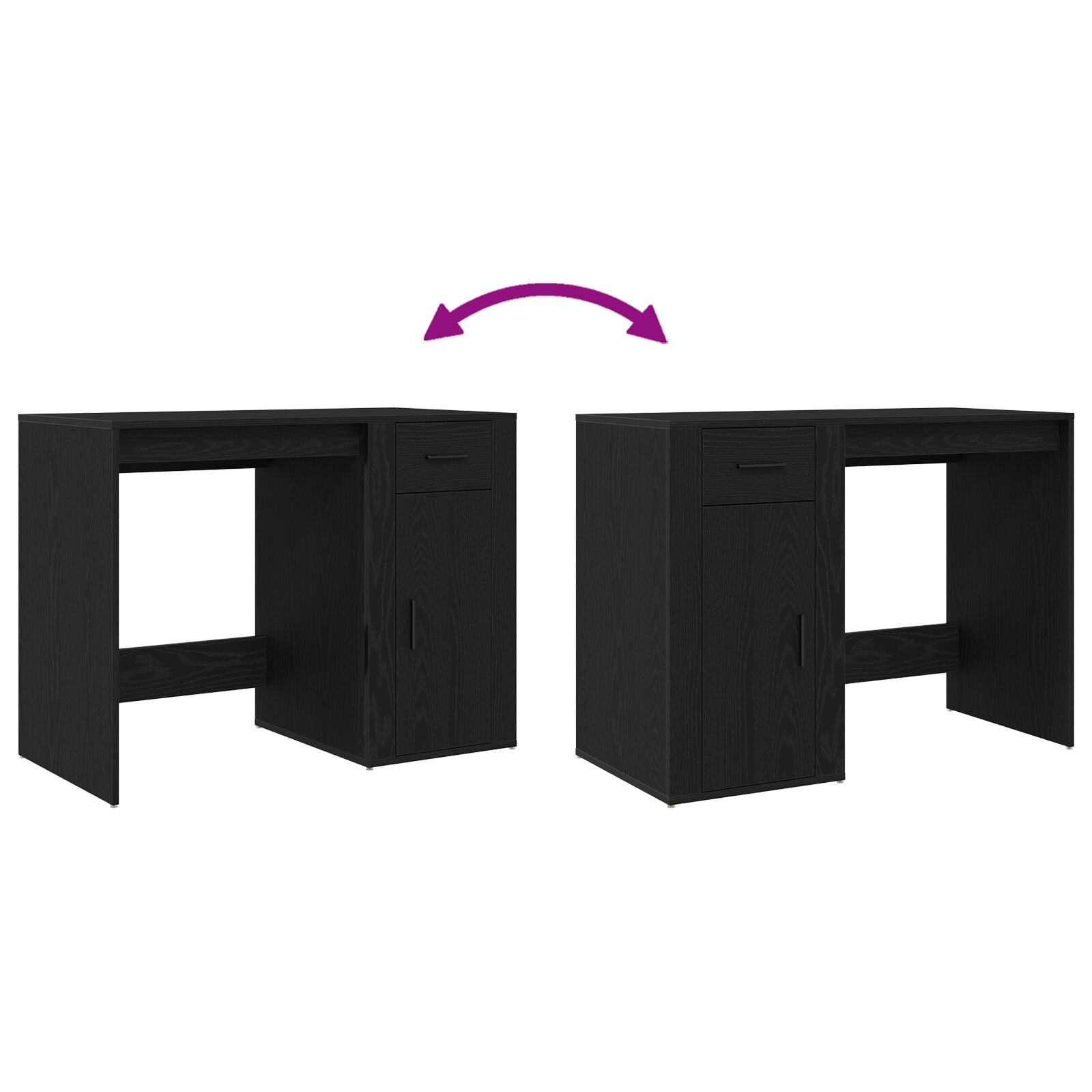 Bureau en chêne noir 100x49x75 cm Bois travaillé V2022 Vetonek