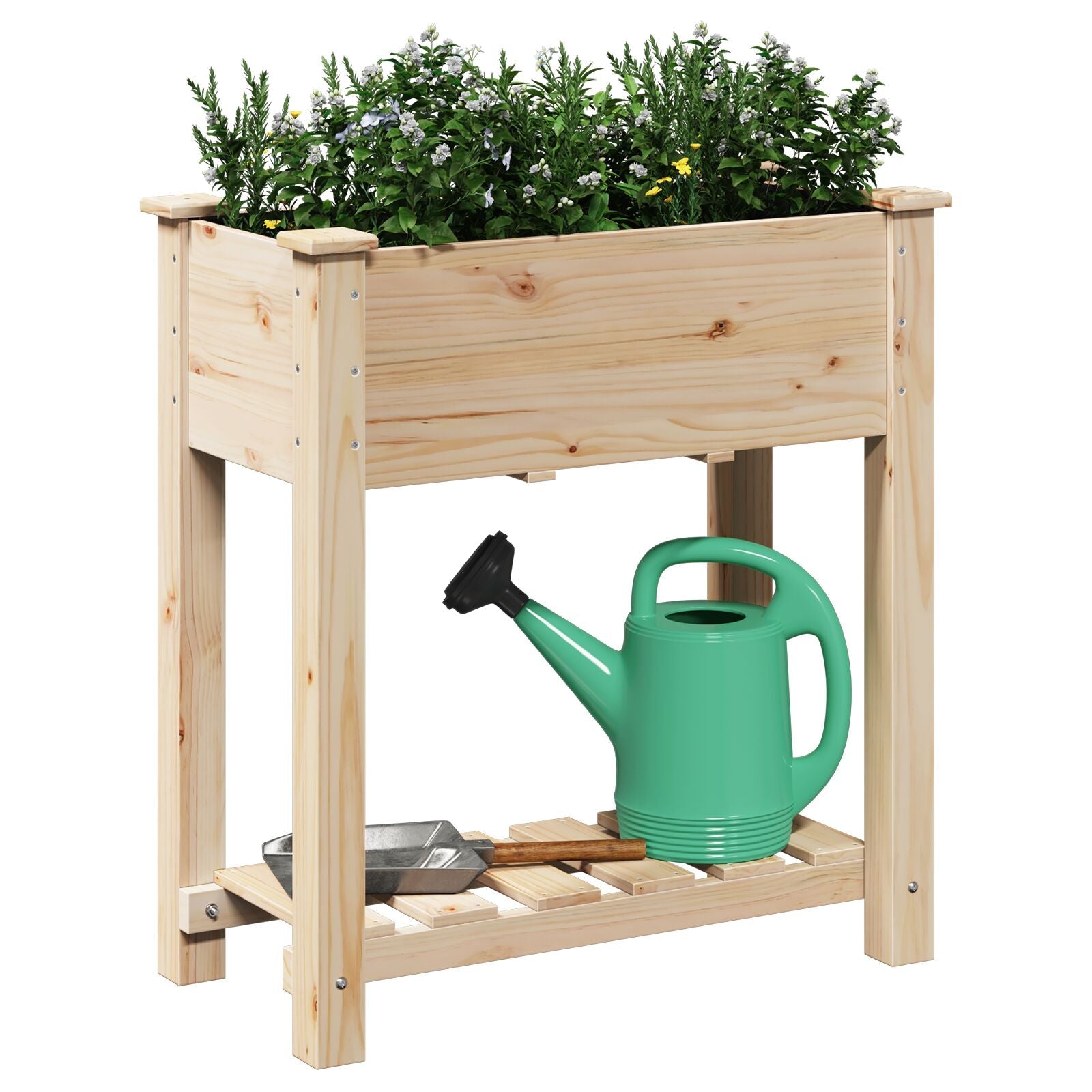 Plantador de Jardín con Estante 71x37x76 cm de Madera Maciza de Pino V0548 Vetonek