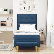 Box Spring bed with mattress and blue bench 90x190 cm fabric V3148 Vetonek
