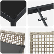 Conjunto de Comedor de Jardín de 5 Piezas con Cojines Gris Claro Poliratán V8211 Vetonek