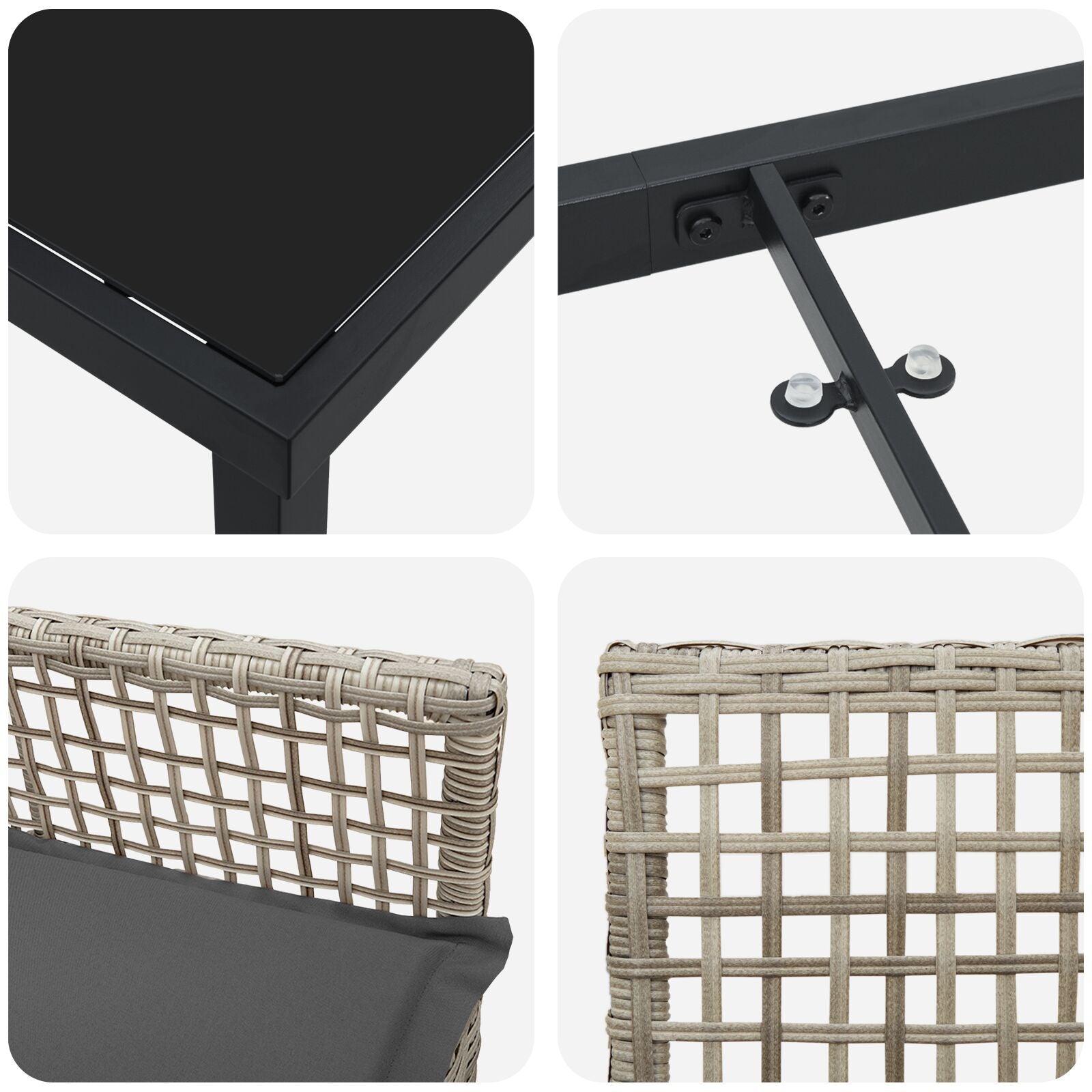 Conjunto de Comedor de Jardín de 5 Piezas con Cojines Gris Claro Poliratán V8211 Vetonek