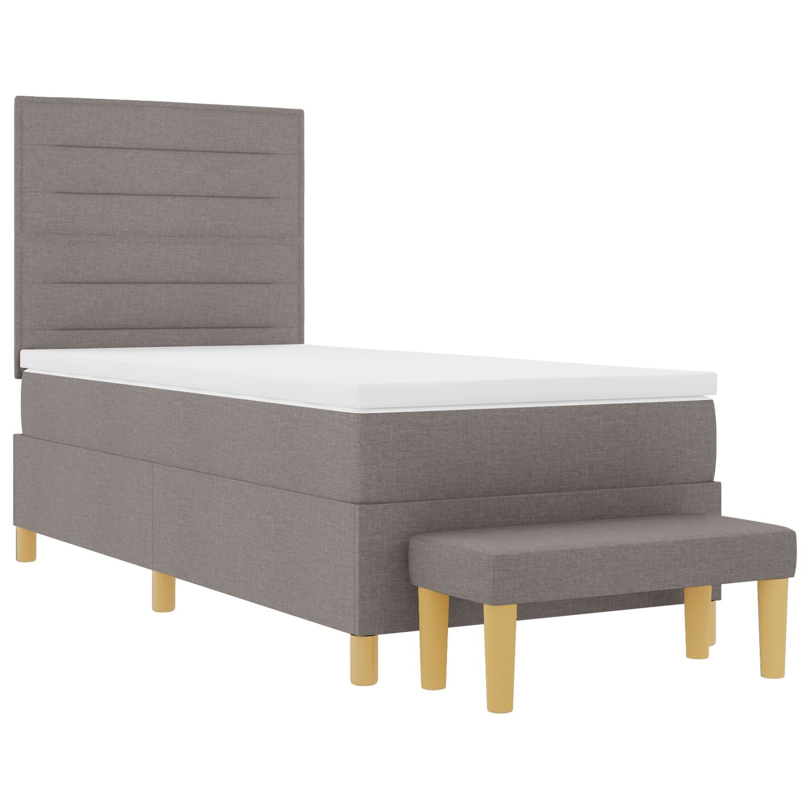 Box Spring Bed with Mattress and Taupe Bench 90x190 cm Fabric V2356 Vetonek
