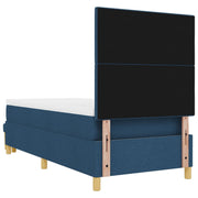 Box Spring bed with mattress and blue bench 90x190 cm fabric V3148 Vetonek