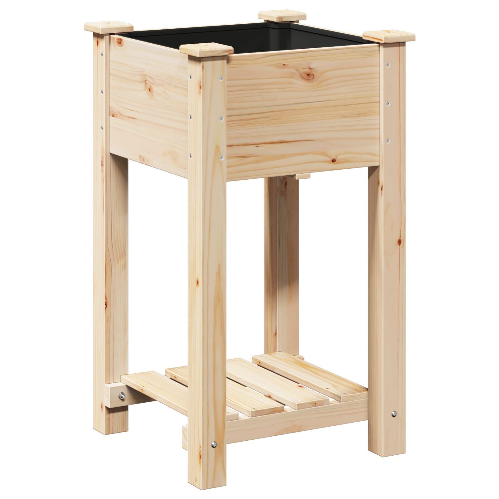 Plantador de Jardín con Estante 45x45x76 cm Madera Sólida de Pino V0647 Vetonek
