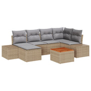Conjunto de sofá de jardim de 7 peças com almofadas bege Polyrattan Acacia V0946 Vetonek