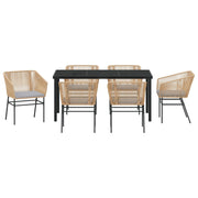 Set de Comedor de Jardín  de 7 Piezas con Cojines Marrón Ratán Poliéster V8494 Vetonek