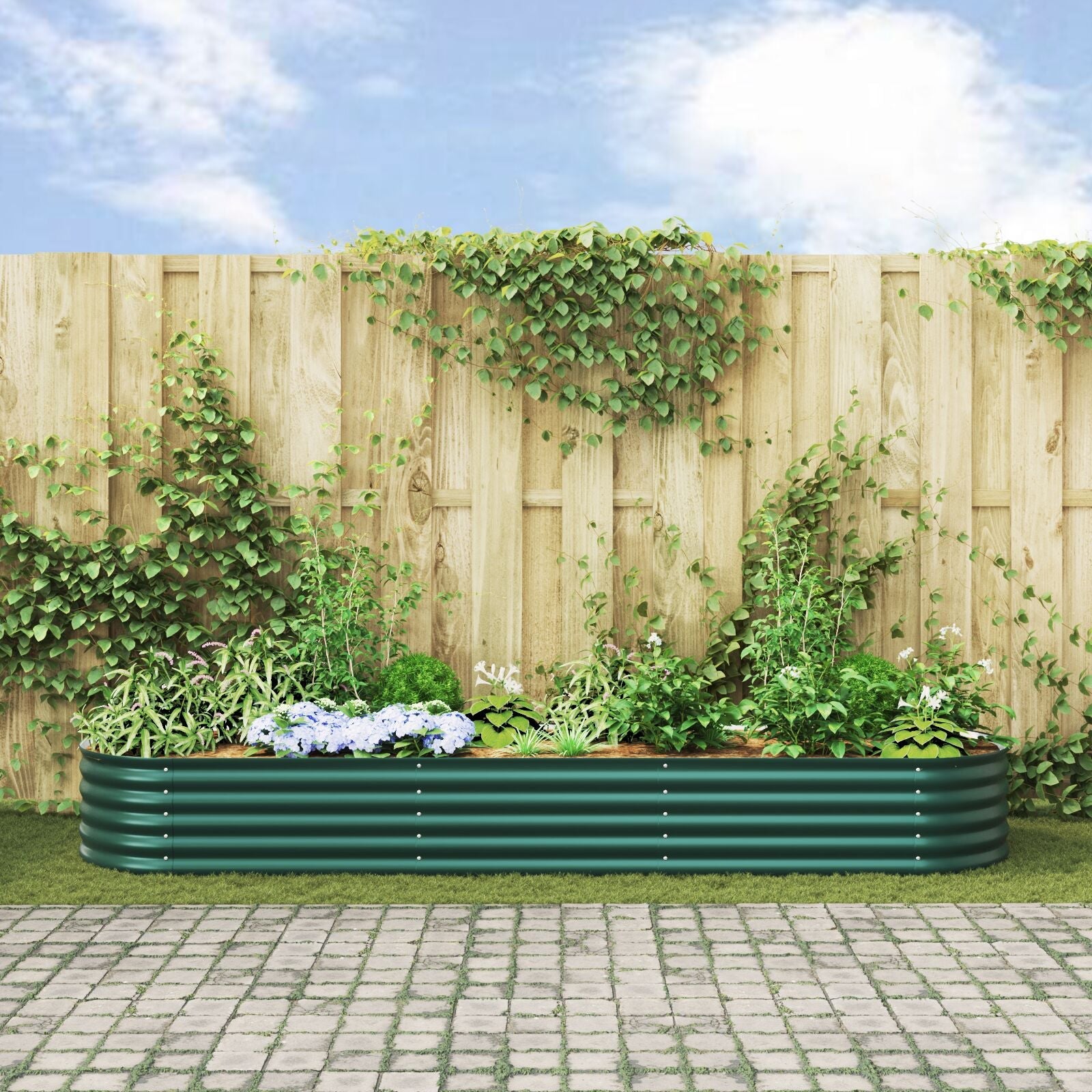 Huerto Elevado Verde 320x80x44 cm de Acero Galvanizado V3573 Vetonek