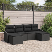 6 Piece Garden Dining Set with Black Polyester Rattan Cushions V7731 Vetonek