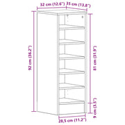 Zapatero Negro Roble 31,5x35x90 cm Madera de alta calidad V0875 Vetonek
