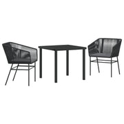 Set de Comedor de Jardín  de 3 piezas con Cojines Negro Poliratán V8388 Vetonek