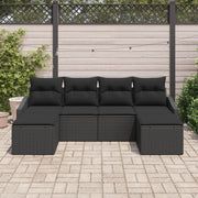 6 Piece Garden Dining Set with Black Polyester Rattan Cushions V7731 Vetonek