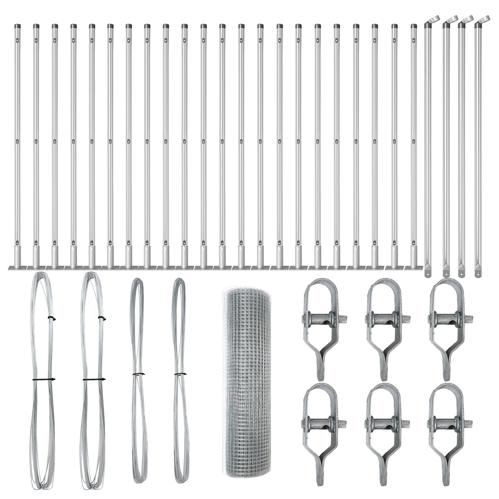 Cerca de Malla Soldada de  con 13 Postes Alabeados 1x50 m de Acero Galvanizado V5141 Vetonek