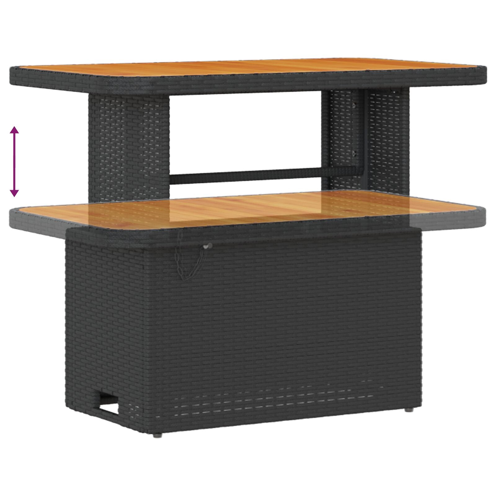 Conjunto de Comedor de Jardín de 3 Piezas con Cojines Negro de Poliratán y Acacia V0186 Vetonek