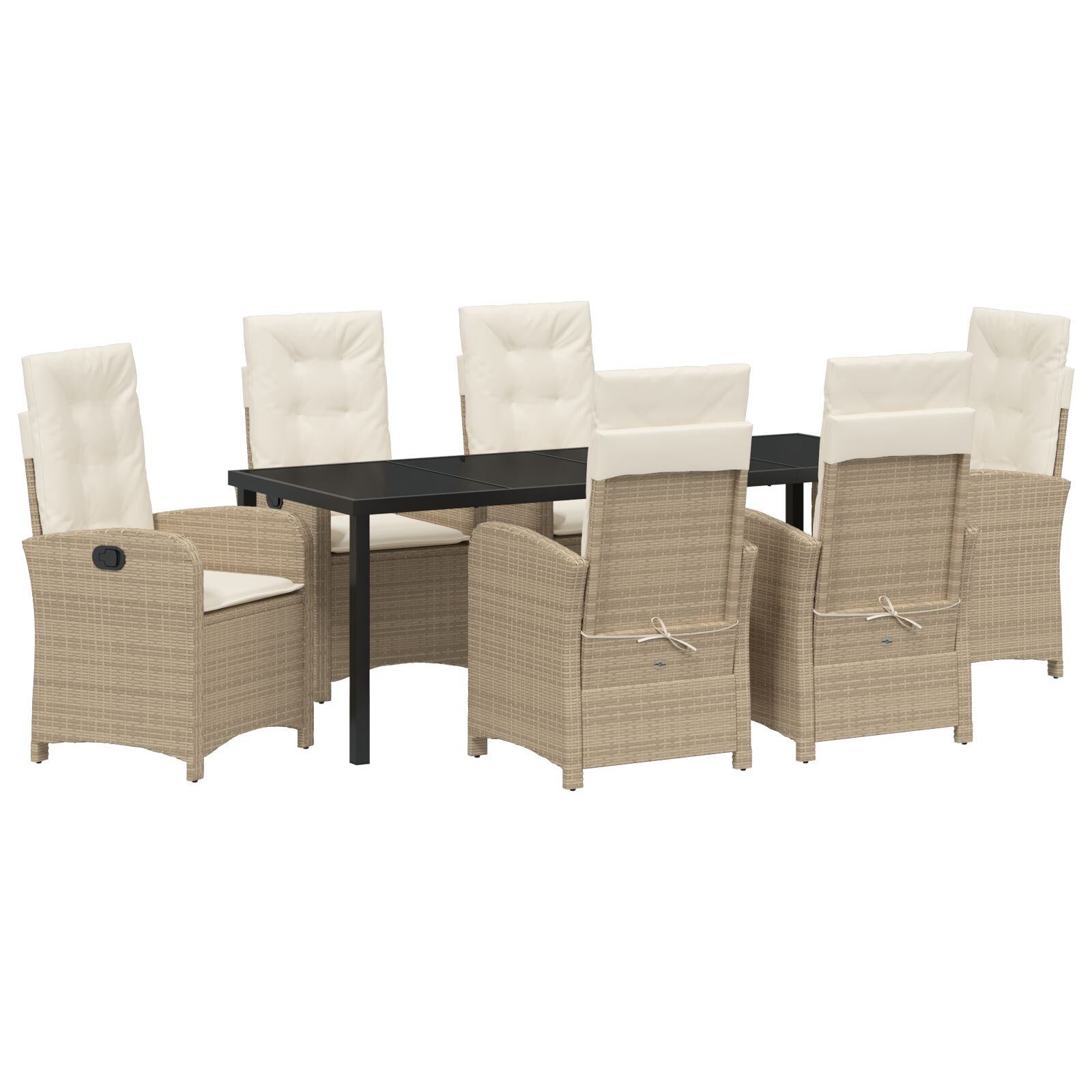 2-Piece Garden Dining Set with Cushions in Beige Polyester Rattan V2065 Vetonek