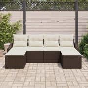 6 Piece Garden Dining Set with Cushions Brown Polyester Rattan V7687 Vetonek