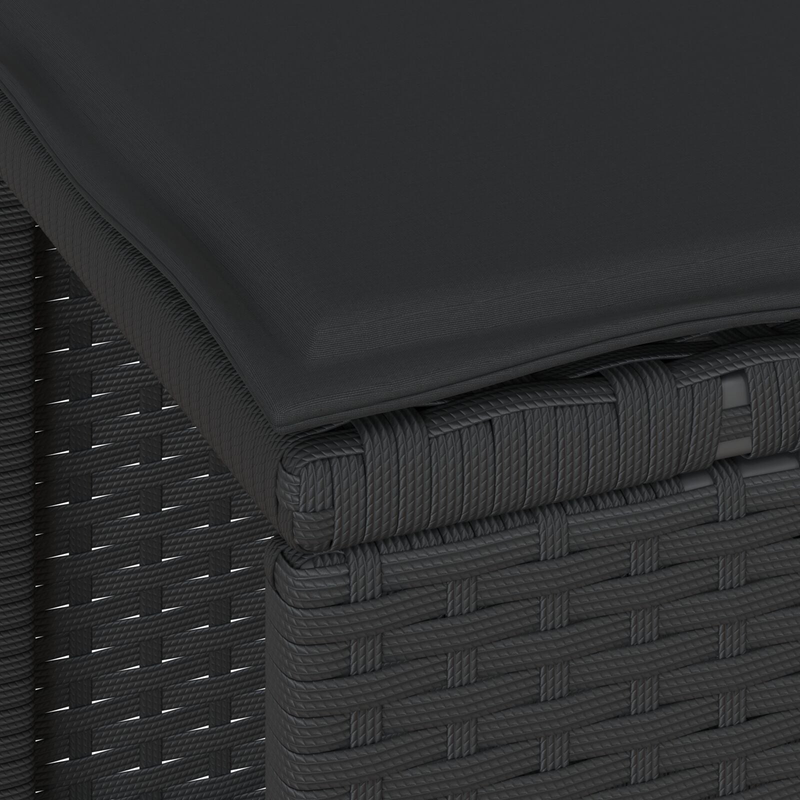 Conjunto de Comedor de Jardín de 3 Piezas con Cojines Negro de Poliratán Acacia V0087 Vetonek