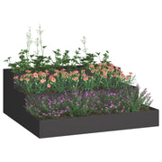 Macetero de jardín de 3 niveles 90x90x35 cm en acero negro V9227 Vetonek