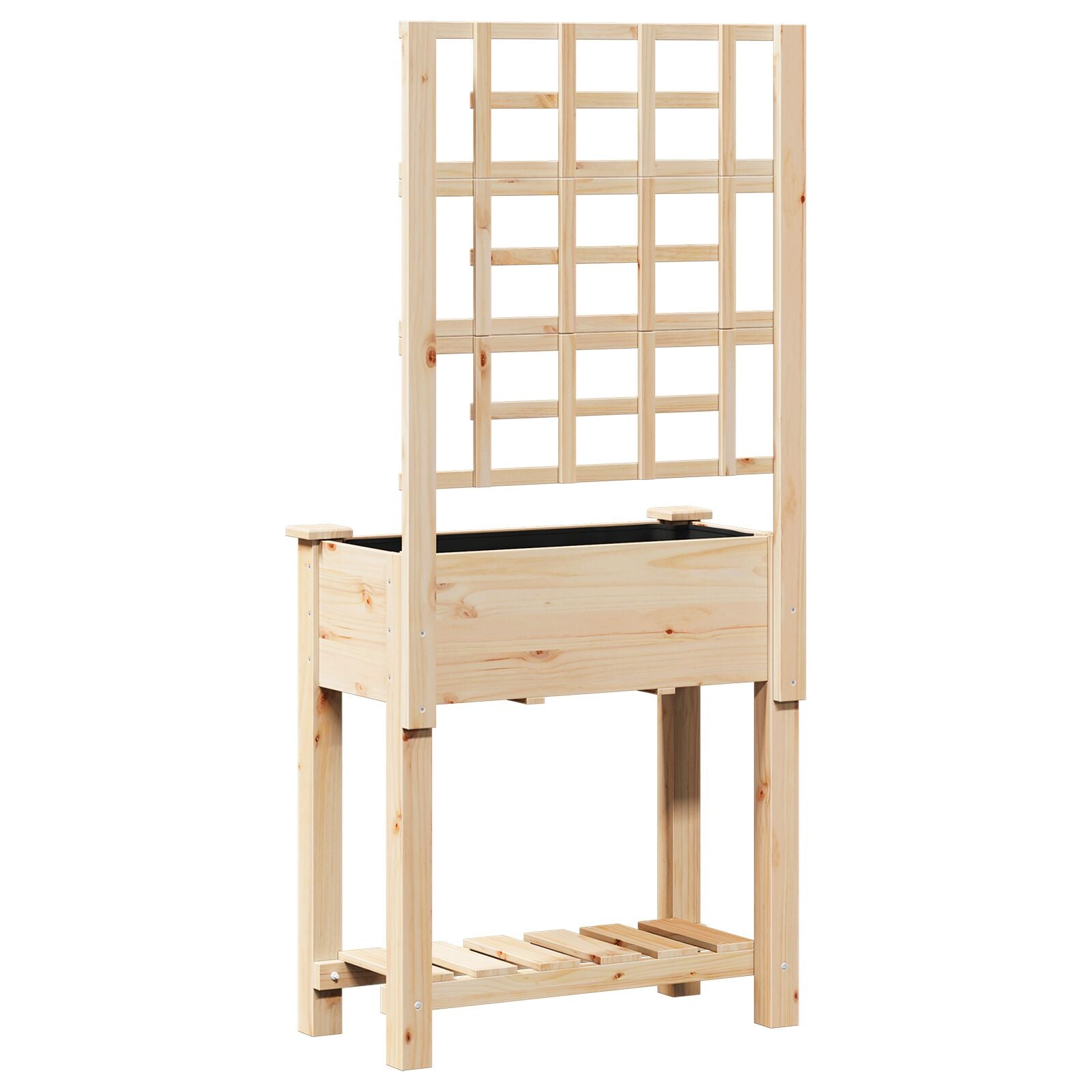 Jardín de Macetero con Enrejado y Estante 71x37x152 cm Madera Maciza de Abeto V0586 Vetonek