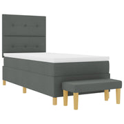 Bed with slatted base and mattress and dark gray bench 90x190 cm in fabric V3094 Vetonek