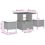 Conjunto de Sofá de Jardín de 8 Piezas con Cojines Ratán Beige Acacia, Conjunto de Comedor de Jardín de 3 Piezas con Cojines Ratán Beige Acacia V8609 Vetonek