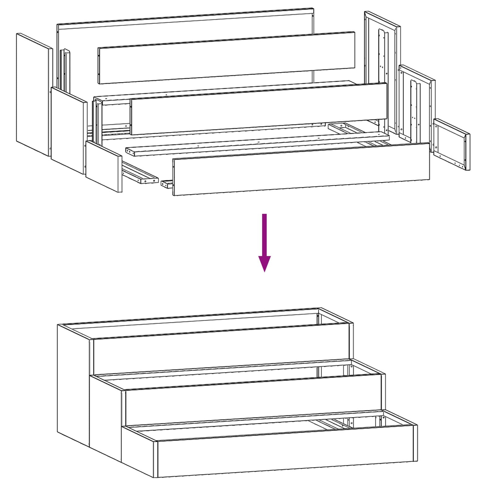 Macetero de Jardín  de 3 Niveles 90x90x35 cm V9272 Vetonek
