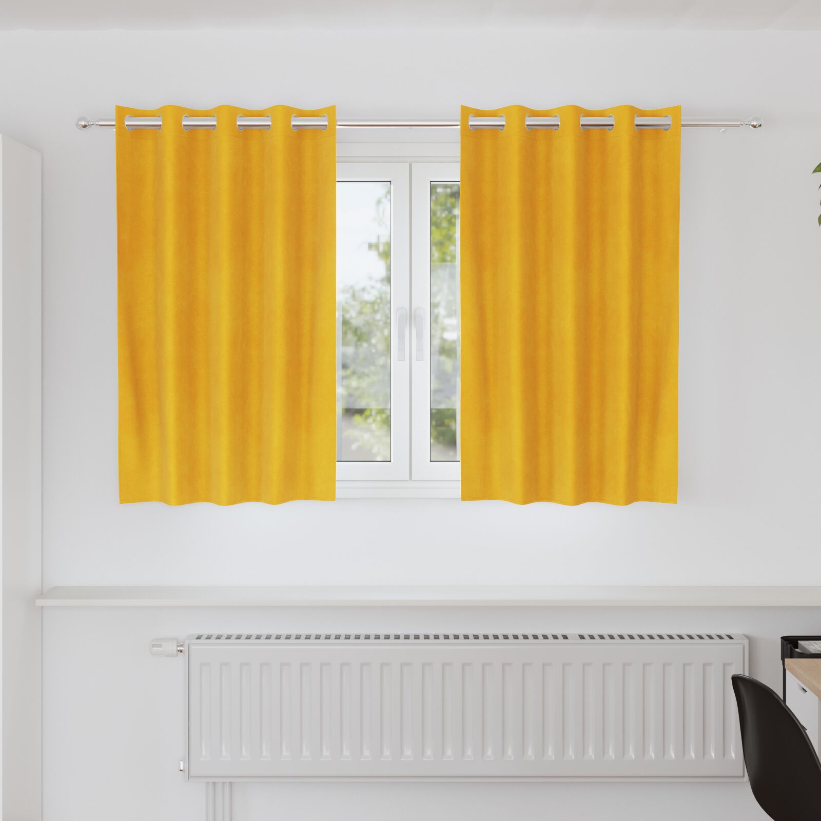 Blackout Curtains with Eyelets 2 pcs Mustard Yellow Velvet V3594 Vetonek