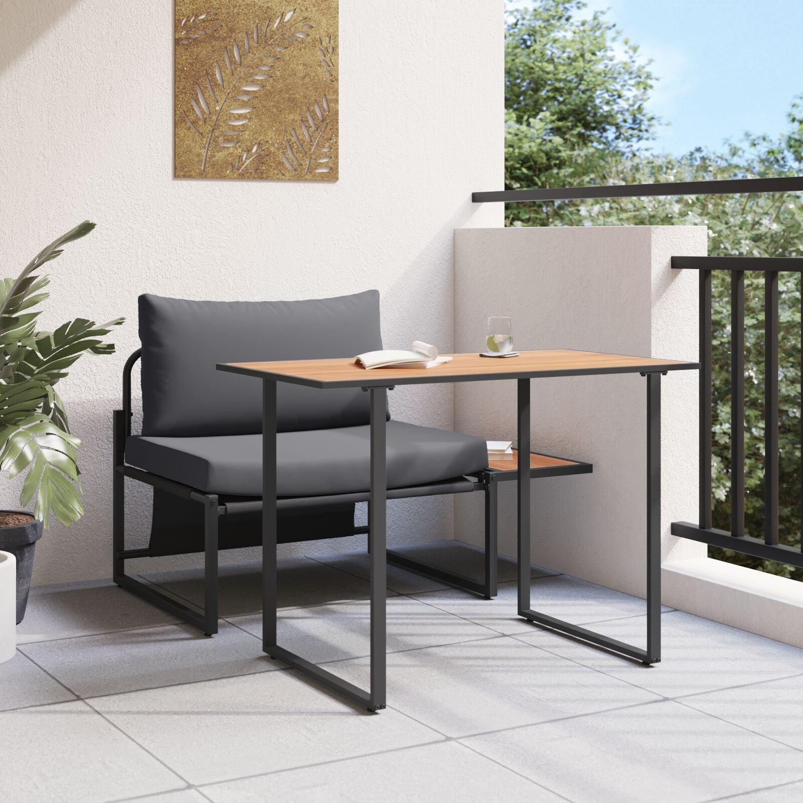2-Piece Garden Dining Set with Individual Seat and Anthracite Cushions V9713 Vetonek