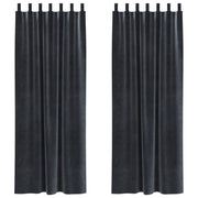 Blackout curtains with suspension ties 2 pcs Dark gray velvet V3280 Vetonek