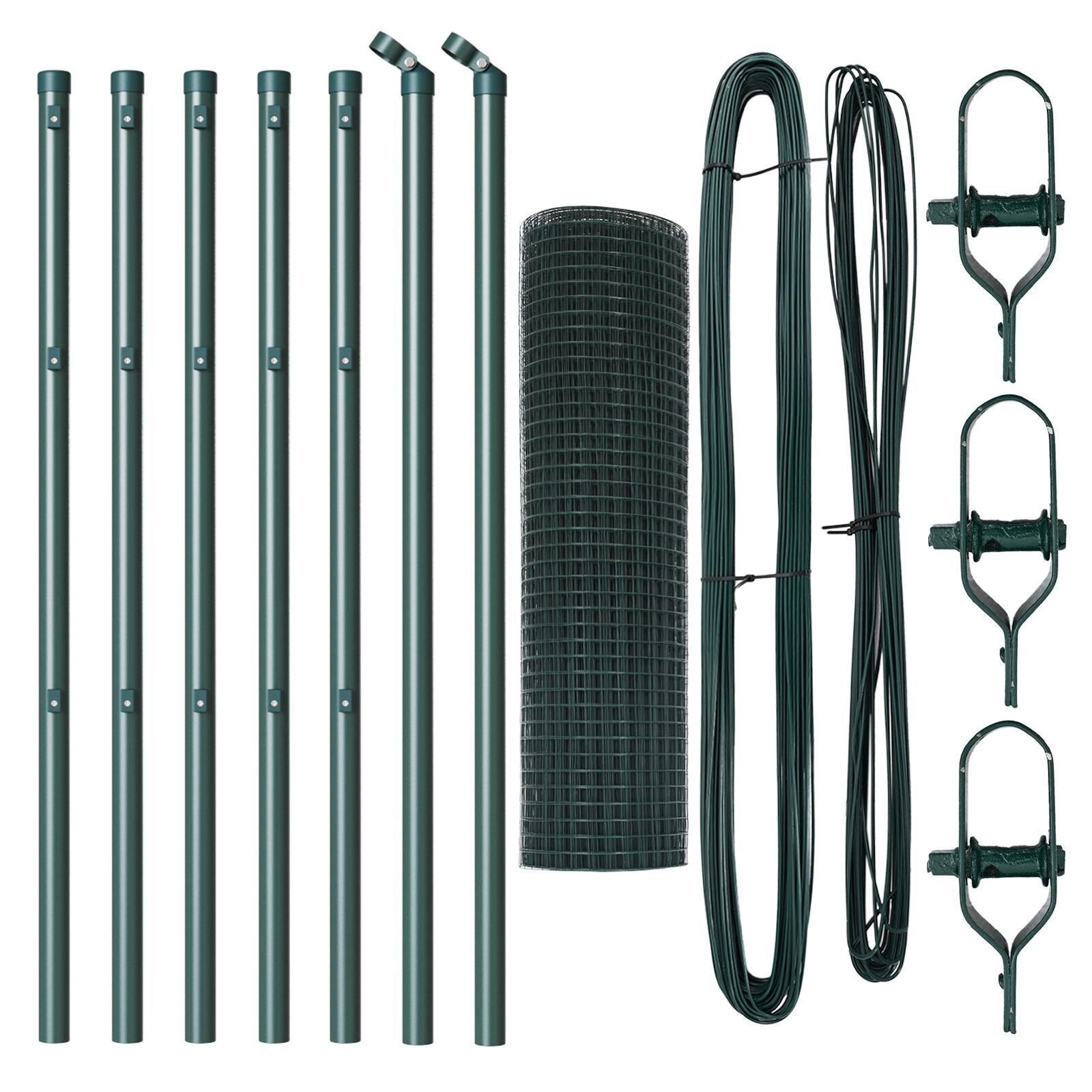 Juego de Postes de Cerca Set de 2 Verde Metal 10 x 0.5 m V8419 Vetonek