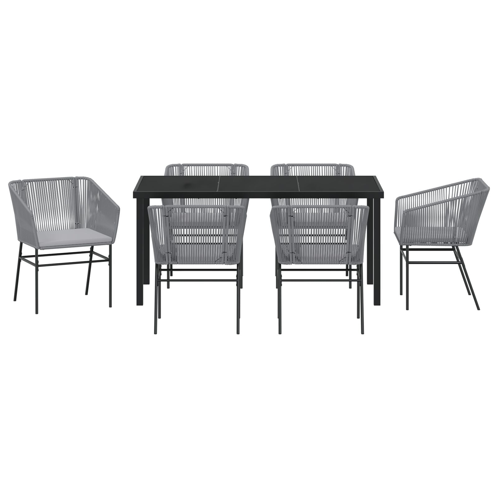 Set de Comedor de Jardín  de 2 Piezas con Cojines Gris Poliratán V8562 Vetonek