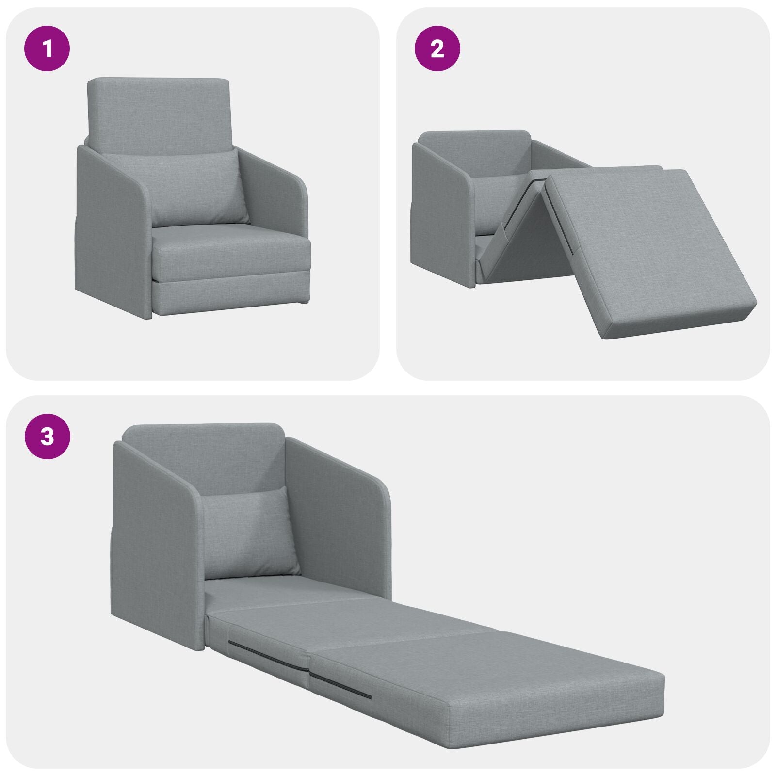 Sofá cama  2 en 1 gris claro 65x80x83 cm tela V5579 Vetonek