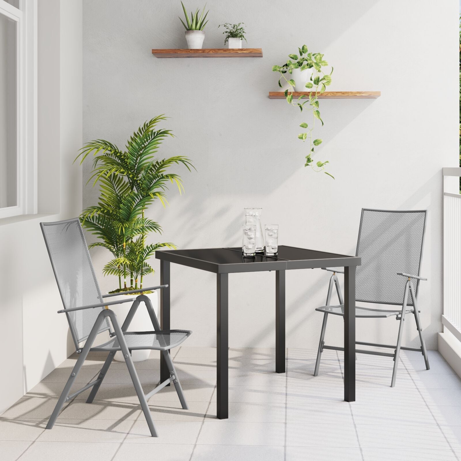 Conjunto de Comedor de Jardín de 3 Piezas  Acero Antracita V2165 Vetonek