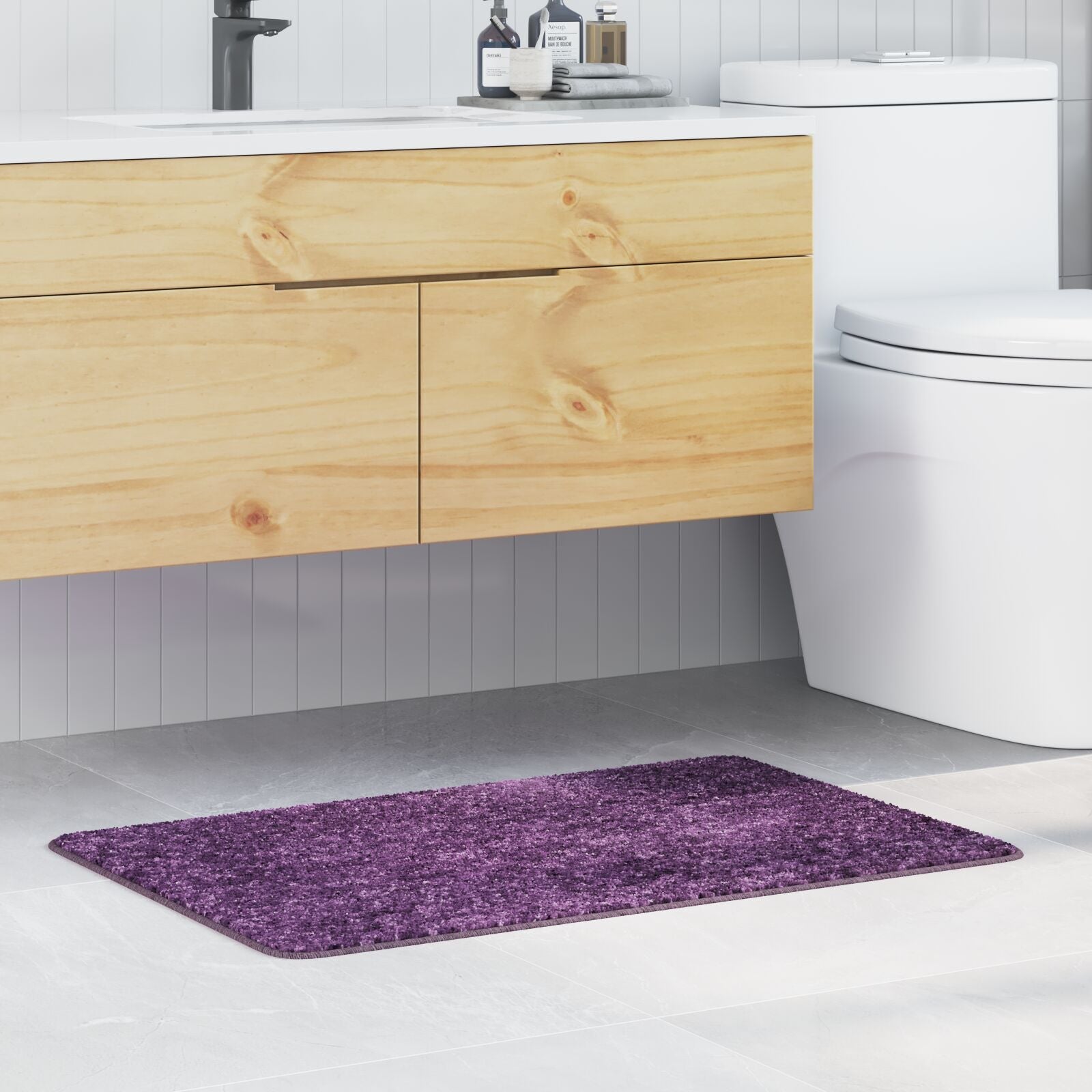 Tapis de bain rectangulaire violet 60x90 cm en polypropylène antidérapant V9660 Vetonek