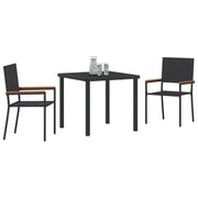 Conjunto de Comedor de Jardín de 3 Piezas Negro de Poliratán V6224 Vetonek