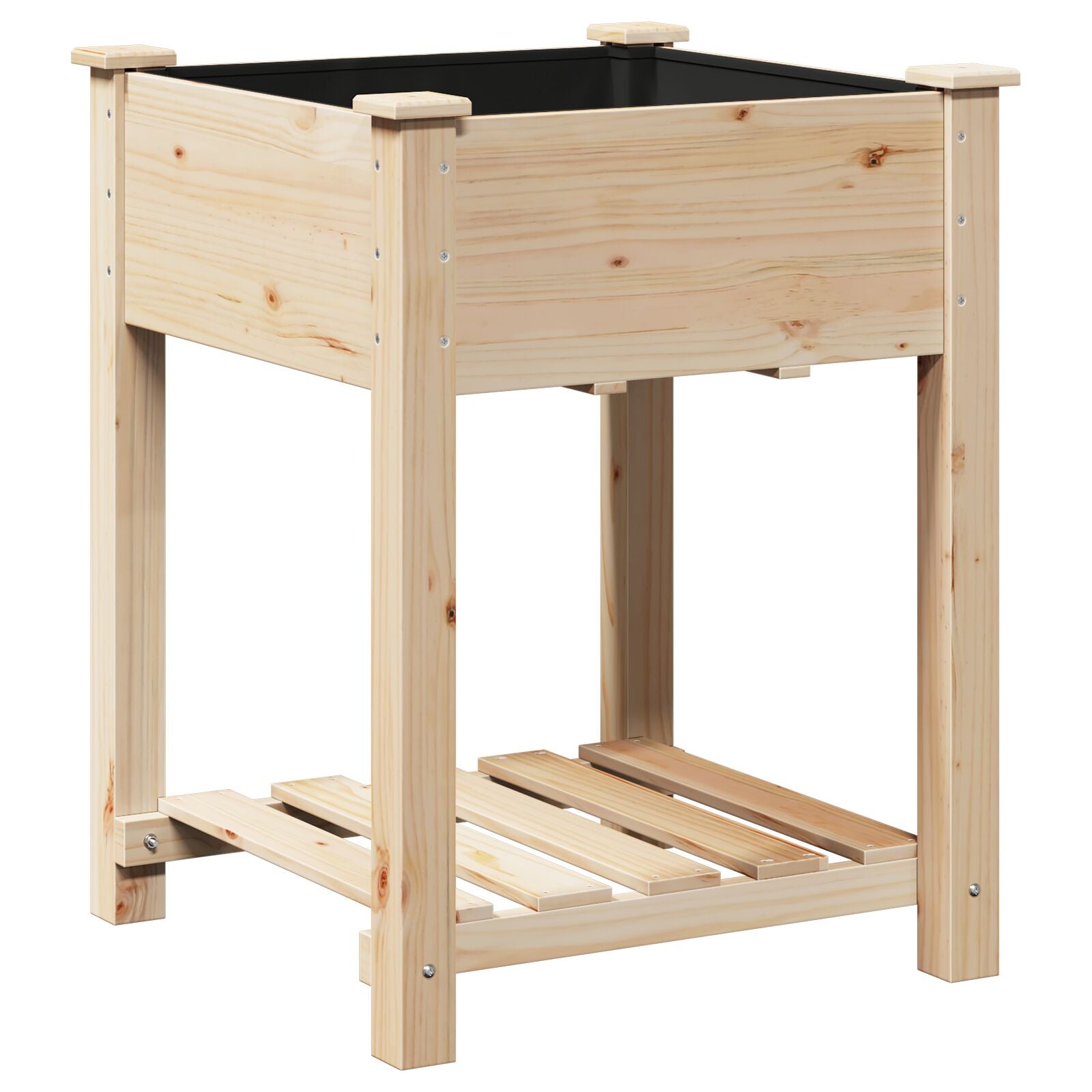 jardinera con estante 60x60x76 cm de madera maciza de abeto V0654 Vetonek