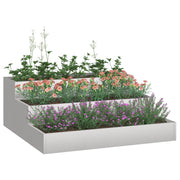 Macetero de jardín de tres niveles 90x90x35 cm Acero inoxidable V9265 Vetonek