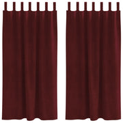 Blackout Curtains with Hanging Ties 2 pcs Wine Red Velvet V4003 Vetonek